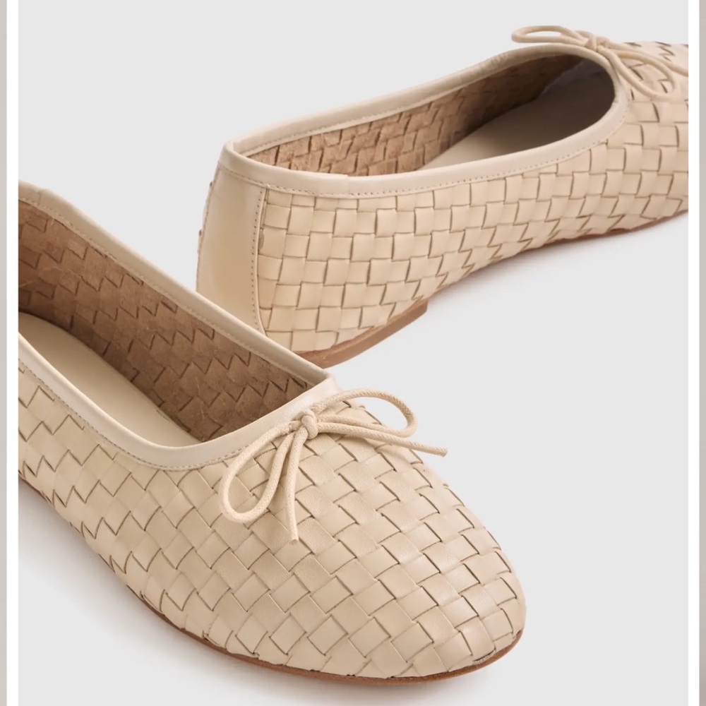 Quince Italian Leather Hand-Woven Flats- size 7